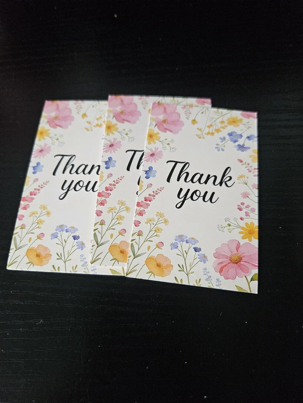 Beige And Floral Thank You Cards